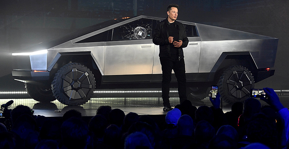 Tesla CEO Elon Musk unveils the Cybertruck. Photo credit: Reuters Photographer/Robert Hanashiro-USA TODAY/Newscom