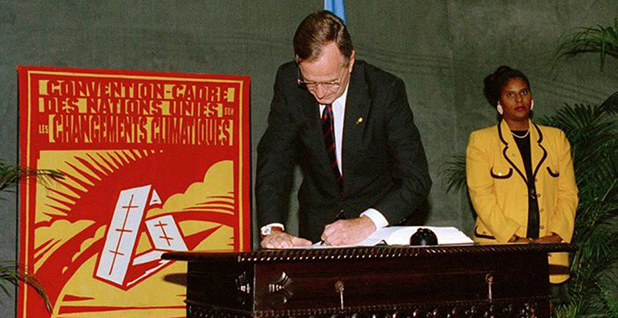 Bush signs U.N. climate convention. Photo credit: UNFCCC
