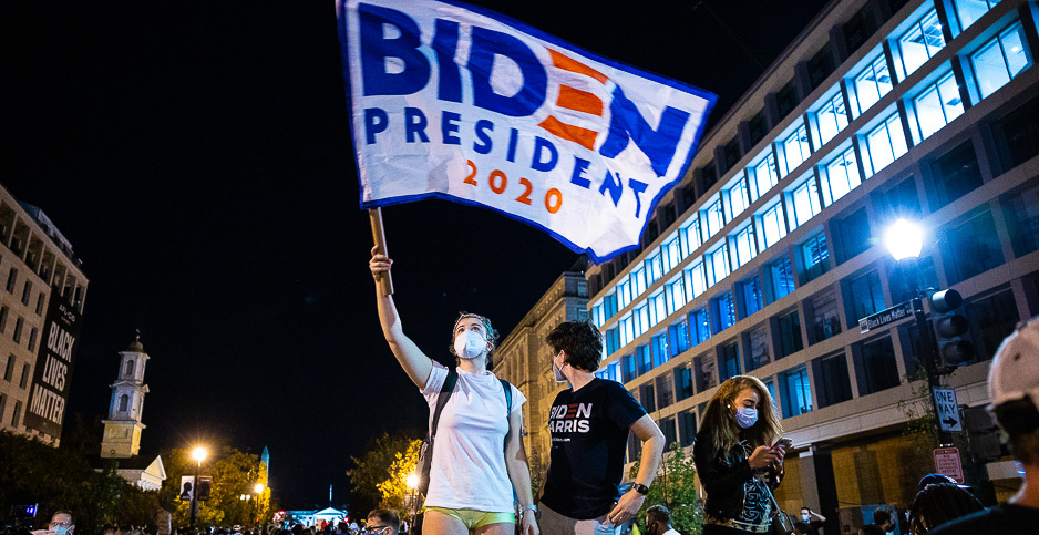 Joe Biden supporter in Washington, D.C. Photo credit: Francis Chung/E&E News