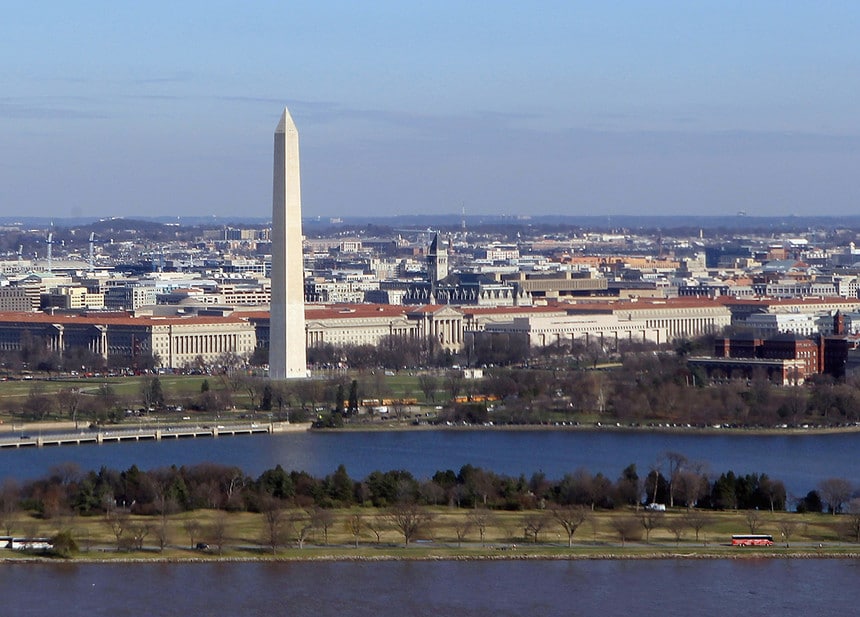 An aerial view of Washington D.C.