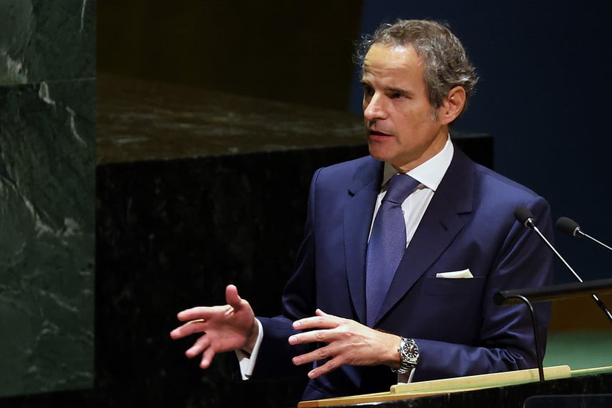 Rafael Grossi, Director General of the International Atomic Energy Agency (IAEA), speaking at U.N. headquarters this month.