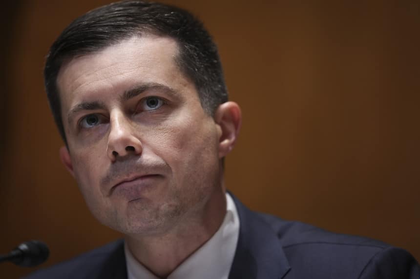 WASHINGTON, DC - APRIL 28: Transportation Secretary Pete Buttigieg testifies before the Senate Subcommittee on Transportation, Housing and Urban Development April 28, 2022 in Washington, DC. Buttigieg testified on proposed budget estimates and justification for fiscal year 2023 for the Department of Transportation.