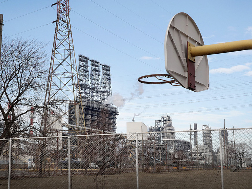 Indiana refinery near a park.