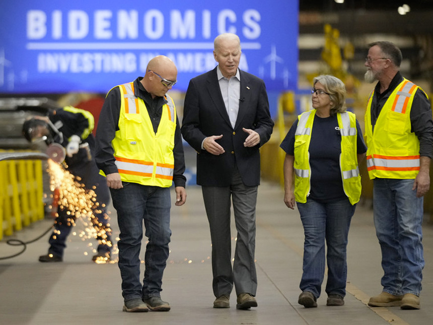 President Joe Biden tours CS Wind, the largest wind tower manufacturer in the world.
