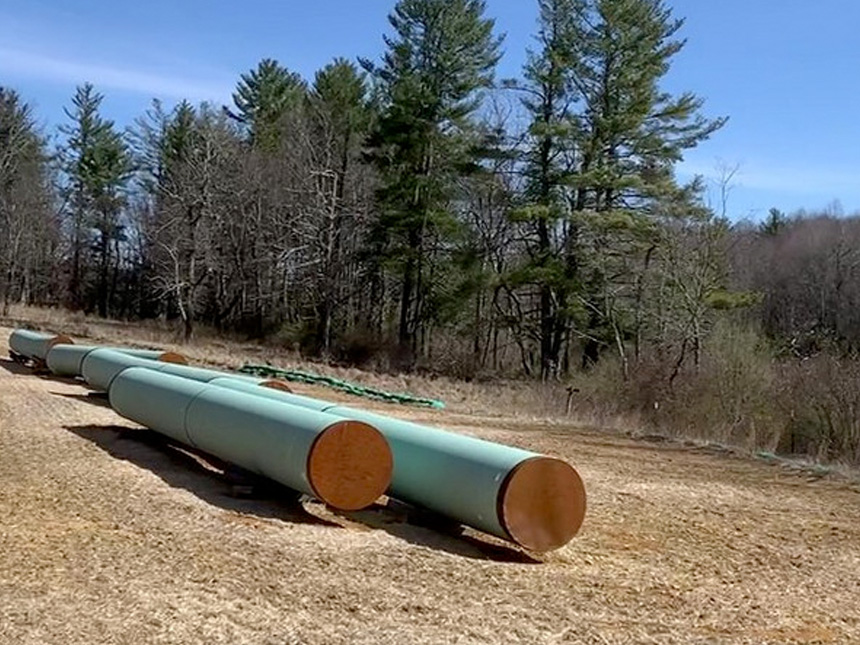 Mountain Valley pipeline construction is pictured earlier this year in Bent Mountain, Virginia.